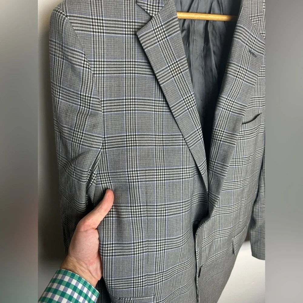 Brook Brothers Regent Fit Sport Coat Blazer Mens Size 44R plaid‎ 100% Wool